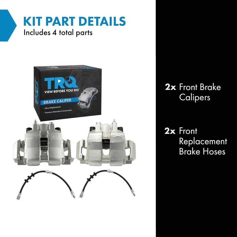 TRQ Front Brake Caliper Set Zinc Coated Brackets Hoses Compatible with 2005-2007 Ford Escape 2005-2006 Mazda Tribute 2007 Mercury Mariner - Image 3